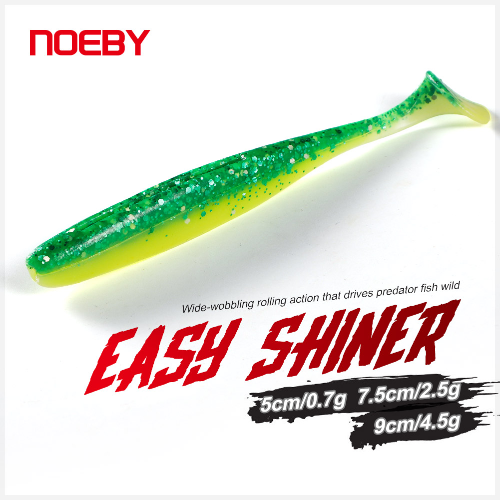 Fishing Lure Soft Plastic - NOEBY-釣り用の人工ワームベイト,Tテール付きソフトシリコンルアー,シャッド,パイク,コイ,5cm, 7.5cm, 9cm