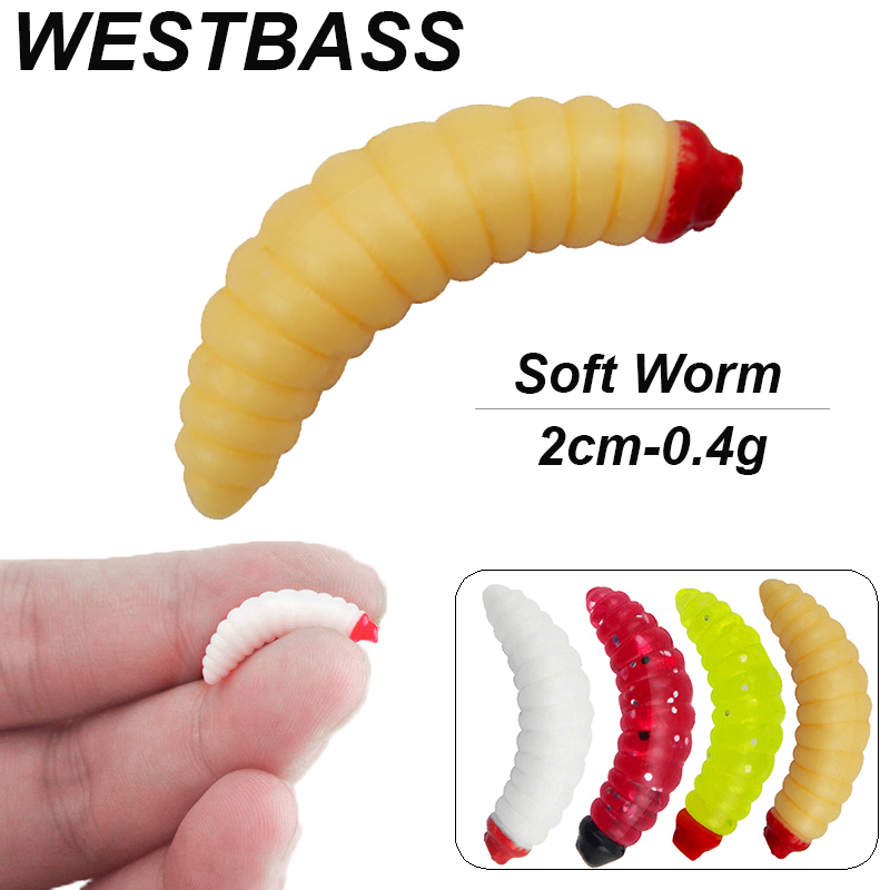 Fishing Lure Swimbait - WESTBASS 20/50 個ソフト幼虫スイムベイト 2 センチメートルシリコーンワーム餌ゴムエビワブラー生臭い匂い釣りルアービビッド Isca