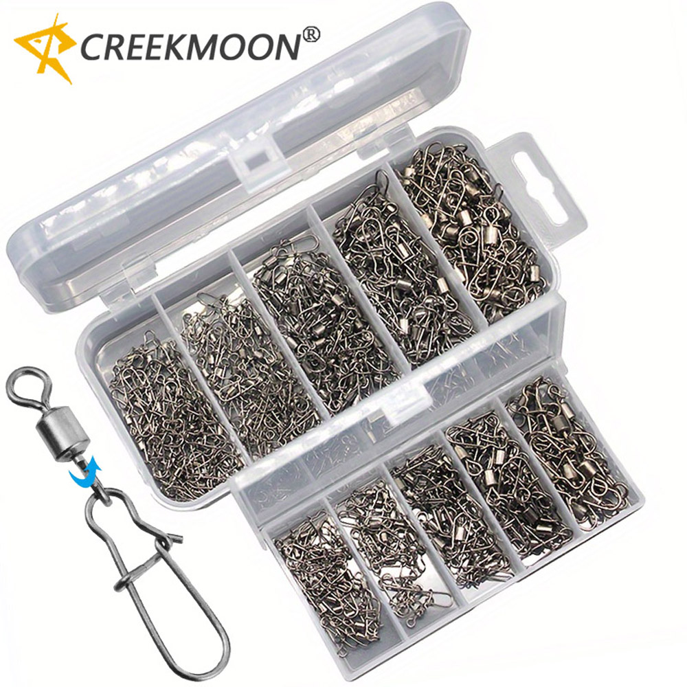 Fishing Lure Kit - 95/210個セット フィッシングコネクターギアキット 2-10 # ステンレス鋼ピンベアリングローリングスイベルスナップ、ルアーフックタックルアクセサリー用