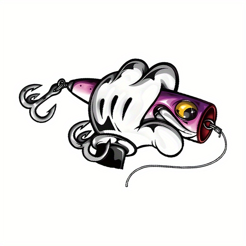 Fishing Lure Box - 1個入り防水PVC釣り用ルアーステッカー、漫画の魚のデザイン、タックルボックス、車、バイク、自転車、ラップトップ用の耐久性のあるデカール