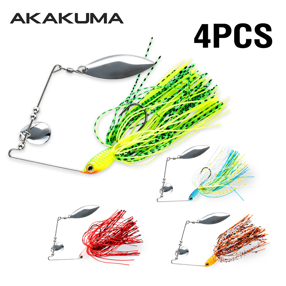 Fishing Lure Spinner - 4個入り 18g スピナーベイト フィッシングルアー ダブルブレード ウィードレスジグ
