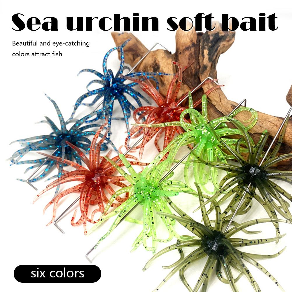 Fishing Lure Swimbait - フローティングTPRウニ型スパイキーボールソフトルアーシリコン製釣り餌（バス、パーチ、パイク用）ドロップショット海水釣り具
