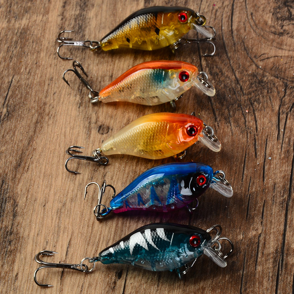 Fishing Lure Jerkbait - 5 個フローティングクランクベイト餌釣りルアーウォブラーカークジャークベイトバススイムベイトトレブルフックスイムハード