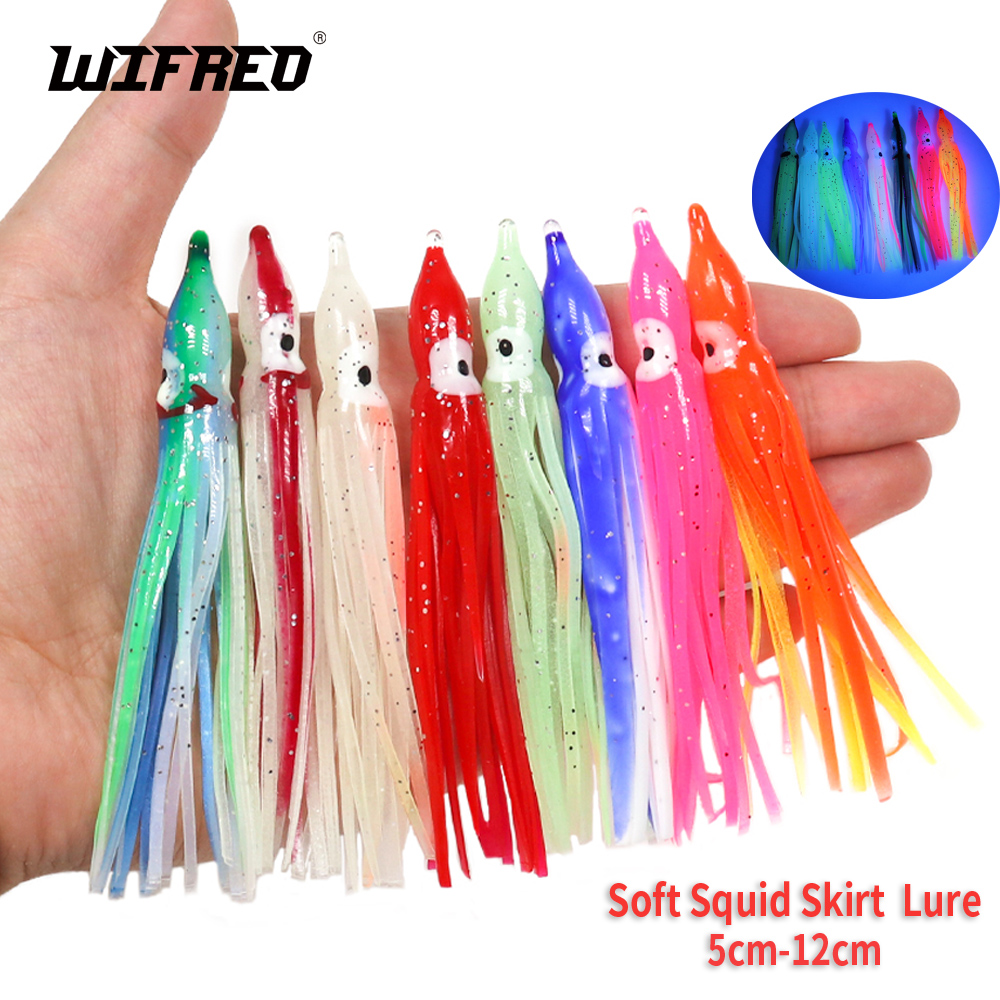 Fishing Lure Buzzbait - Wifreo ゴムイカスカート釣り海釣りソフトルアータコソフト釣りルアー UV & 発光マグロバショウカジキ餌 5