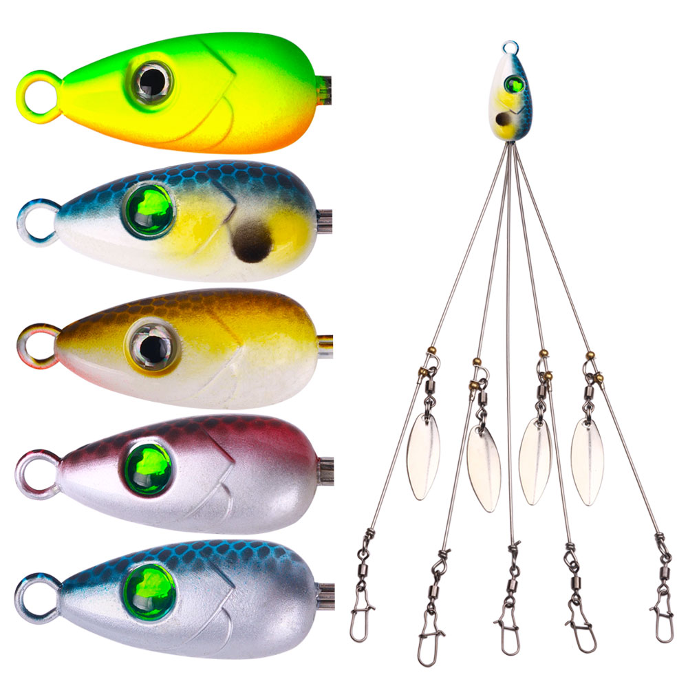 Fishing Lure Blade Bait - アラバマ・リグ・スピナーベイト・アンブレラ・ルアー・グループ（4枚刃、スナップ、スイベル付き）バス、パイク、ウォーリーイ釣り用