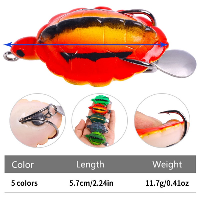 5個入り タートル型フロッグルアー ソフトベイト ダブルフッ - Fishing Lure Blade Bait のレビューと価格