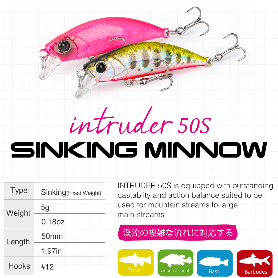 TSURINOYA 50S 新色 5 センチメートル 5 グ - Fishing Lure Jerkbait のレビューと価格
