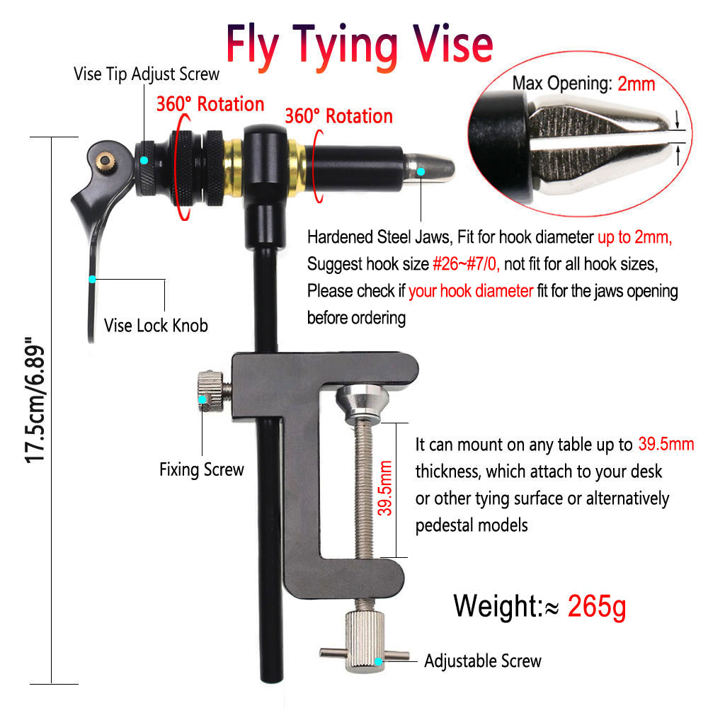ビムー360 °   回転式Cクランプフライタイイングバイス - Fishing Lure Spinner のレビューと価格