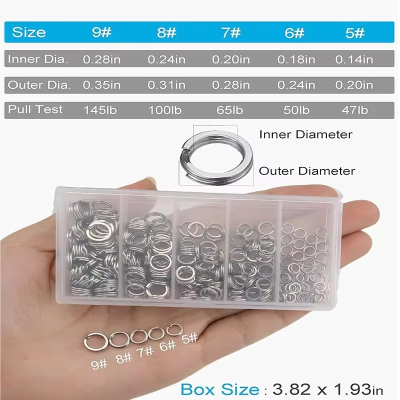 5 サイズステンレス鋼釣り用スプリットリング高強度大引張力ル - Fishing Lure Box のレビューと価格